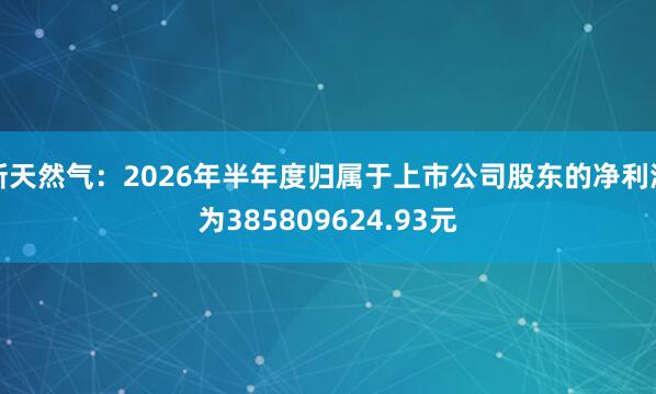 新天然气：2026年半年度归属于上市公司股东的净利润为385809624.93元