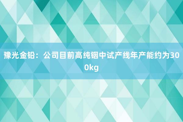 豫光金铅：公司目前高纯铟中试产线年产能约为300kg