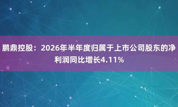鹏鼎控股：2026年半年度归属于上市公司股东的净利润同比增长4.11%