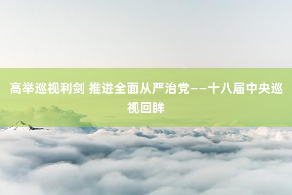 高举巡视利剑 推进全面从严治党——十八届中央巡视回眸