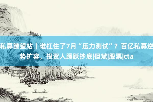 私募瞭望站｜谁扛住了7月“压力测试”？百亿私募逆势扩容，投资人踊跃抄底|但斌|股票|cta
