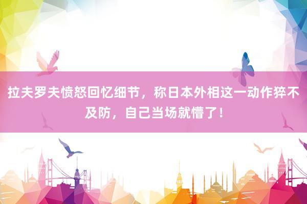 拉夫罗夫愤怒回忆细节，称日本外相这一动作猝不及防，自己当场就懵了！