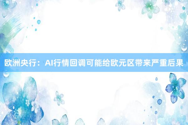 欧洲央行：AI行情回调可能给欧元区带来严重后果