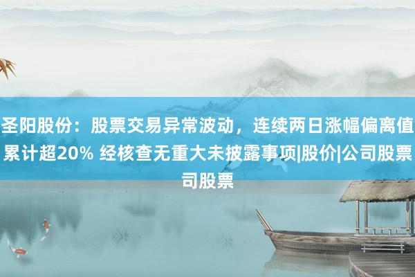 圣阳股份：股票交易异常波动，连续两日涨幅偏离值累计超20% 经核查无重大未披露事项|股价|公司股票
