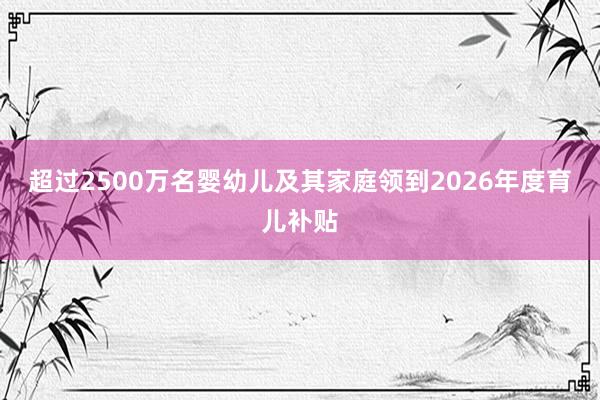 超过2500万名婴幼儿及其家庭领到2026年度育儿补贴