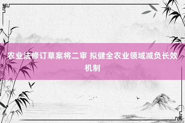 农业法修订草案将二审 拟健全农业领域减负长效机制