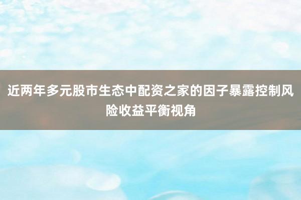 近两年多元股市生态中配资之家的因子暴露控制风险收益平衡视角