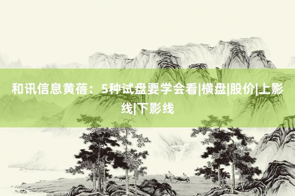 和讯信息黄蓓：5种试盘要学会看|横盘|股价|上影线|下影线