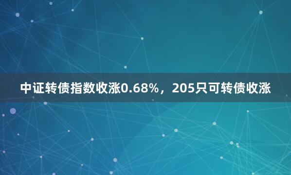 中证转债指数收涨0.68%，205只可转债收涨