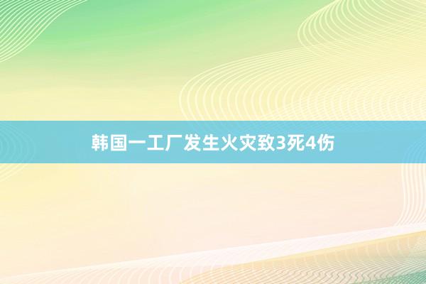 韩国一工厂发生火灾致3死4伤
