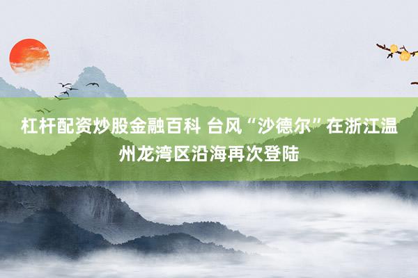 杠杆配资炒股金融百科 台风“沙德尔”在浙江温州龙湾区沿海再次登陆