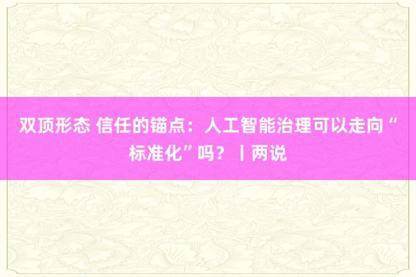 双顶形态 信任的锚点：人工智能治理可以走向“标准化”吗？丨两说