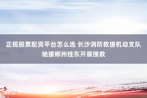 正规股票配资平台怎么选 长沙消防救援机动支队驰援郴州桂东开展搜救