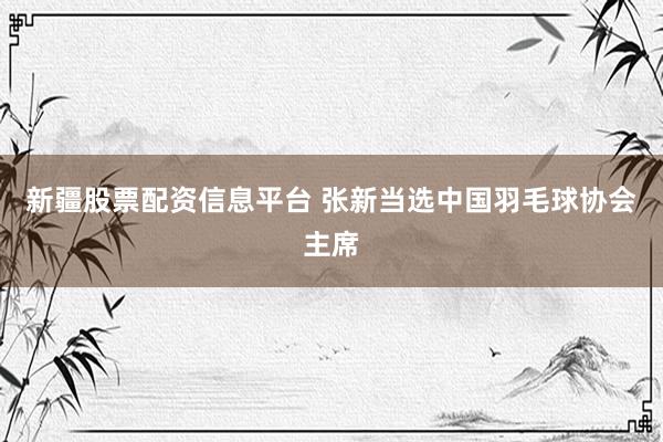 新疆股票配资信息平台 张新当选中国羽毛球协会主席